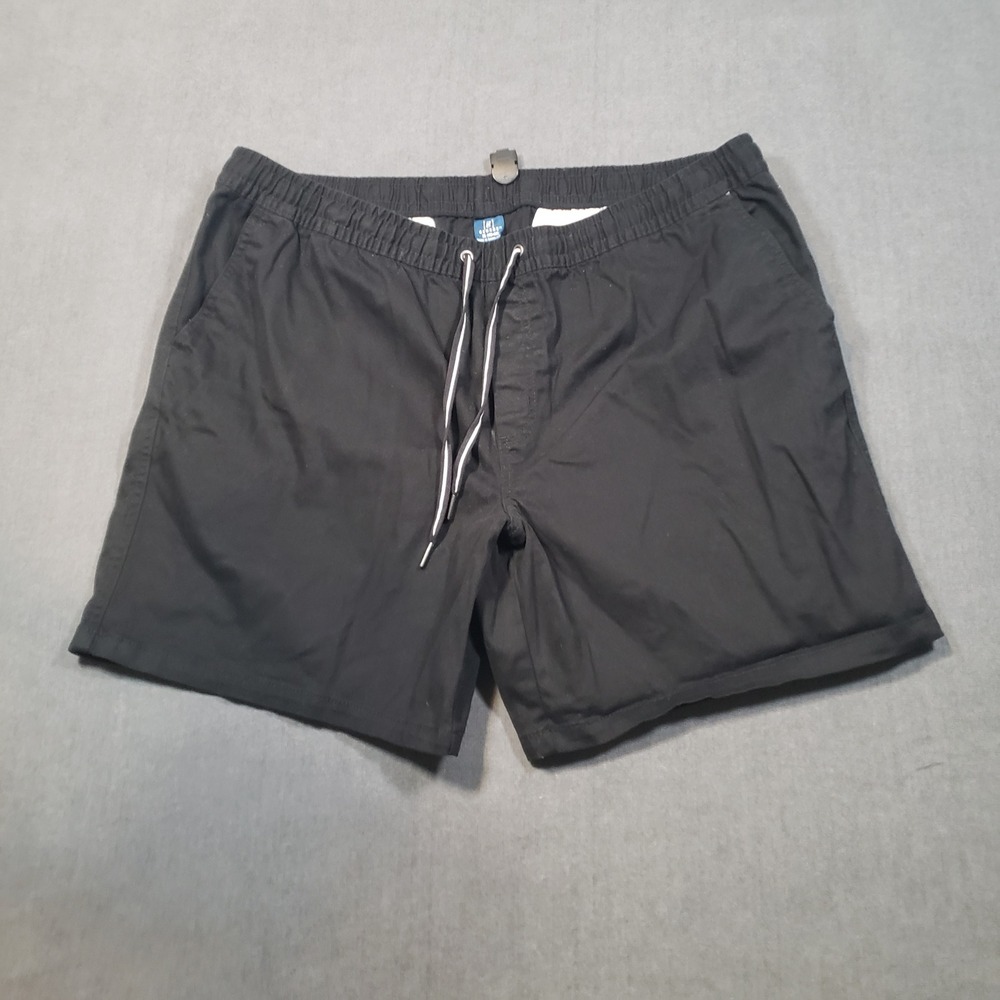 George Casual Shorts Mens XL Black Elastic Waist Drawstring Stretch Cotton